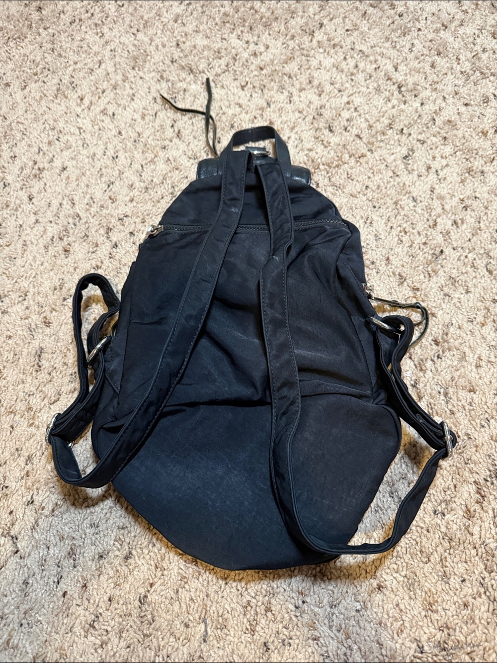 Rebecca Minkoff Black Nylon Backpack with Silver-Tone Accents